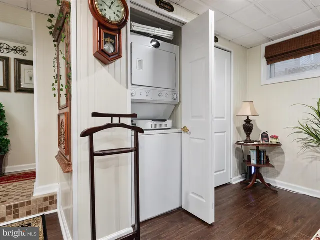 a storage room with washer and dryer