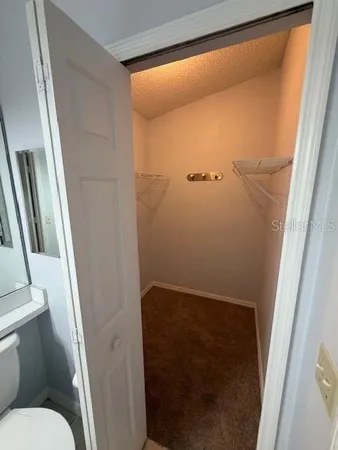 a bathroom with a granite countertop shower and a toilet
