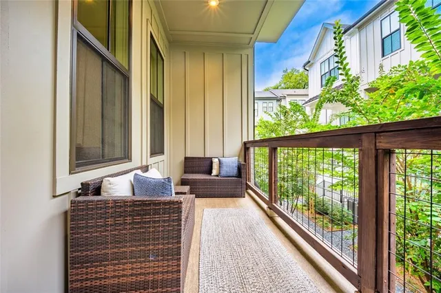 a balcony view with a couch