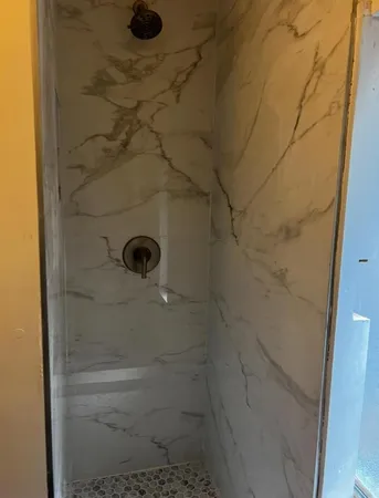 a bathroom with a shower