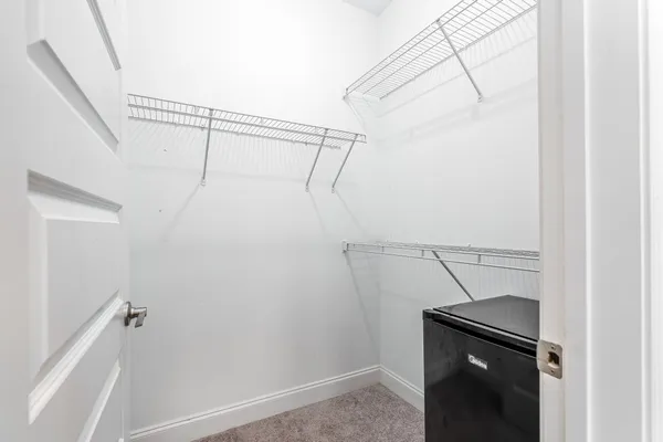 a view of storage and utility room with racks on the wall