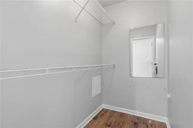 a view of small space with racks on the wall