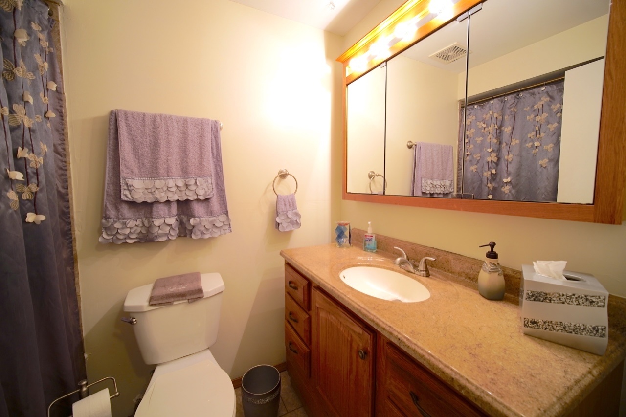 9835 South Harlem Avenue, Unit S Chicago Ridge, IL 60415 - Photo 15 of 17 a bathroom with a toilet sink and mirror