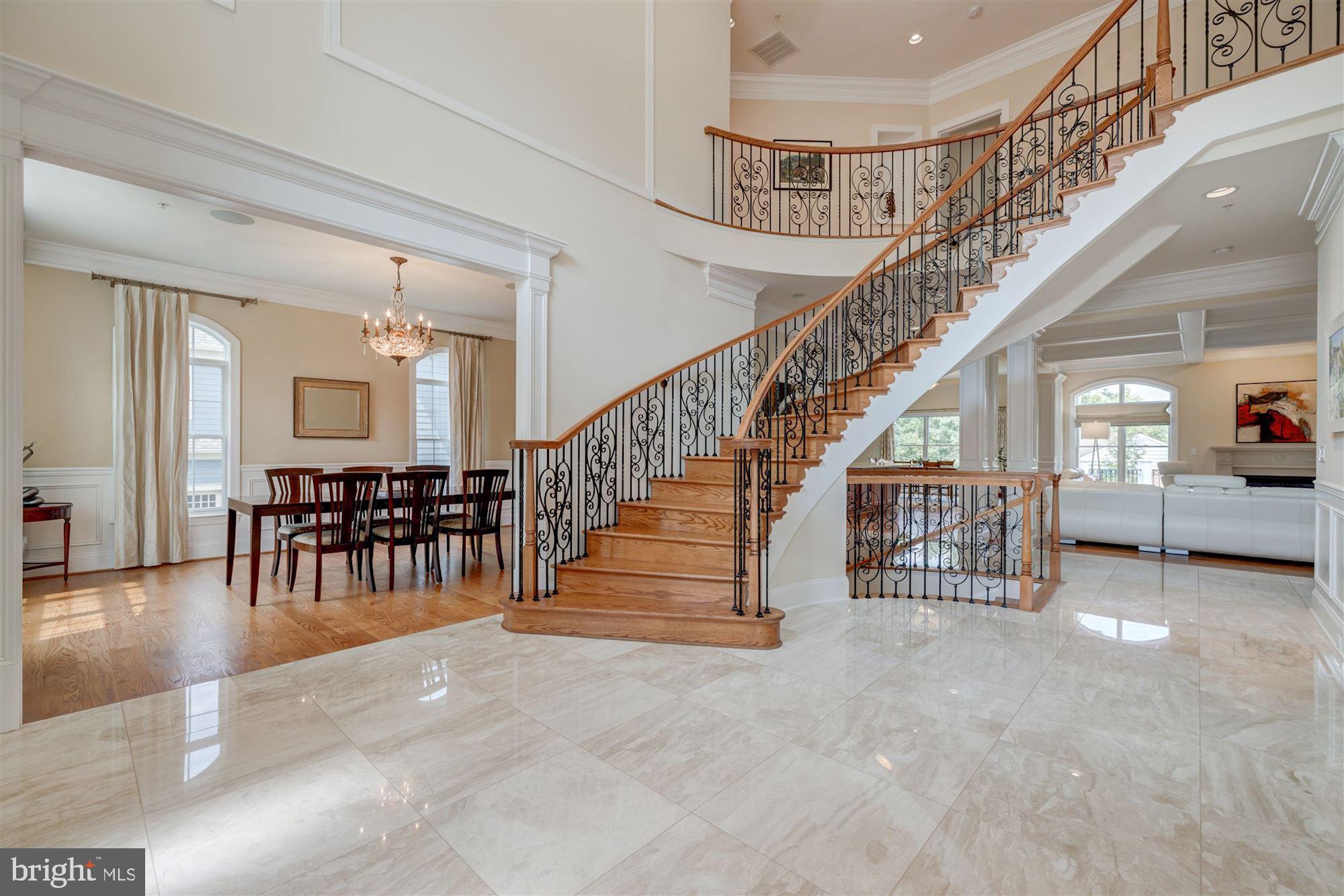 9810 Hall Road Potomac, MD 20854 - Photo 2 of 77 Dramatic flying staircase with marble foyer
