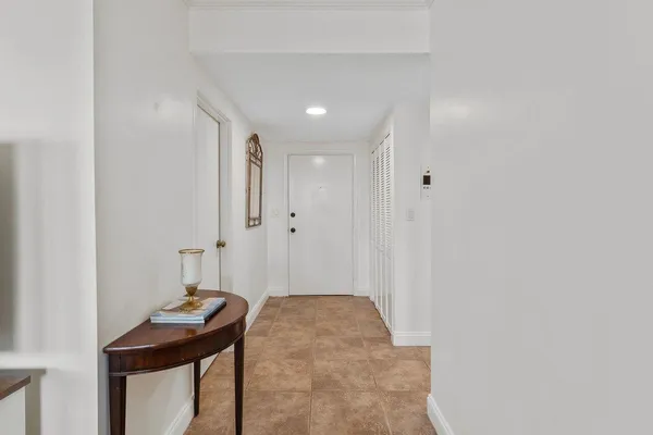 an outdoor space with seating space