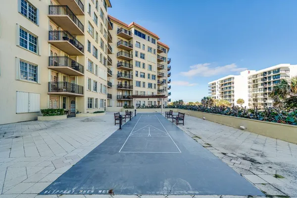 a view of a city with a apartment building