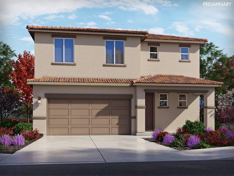 a front view of a house with a garage