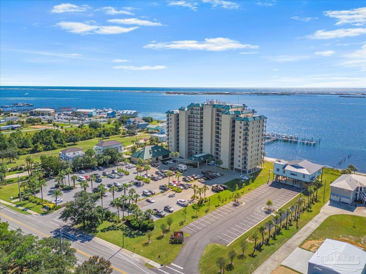 a view of a city with an ocean