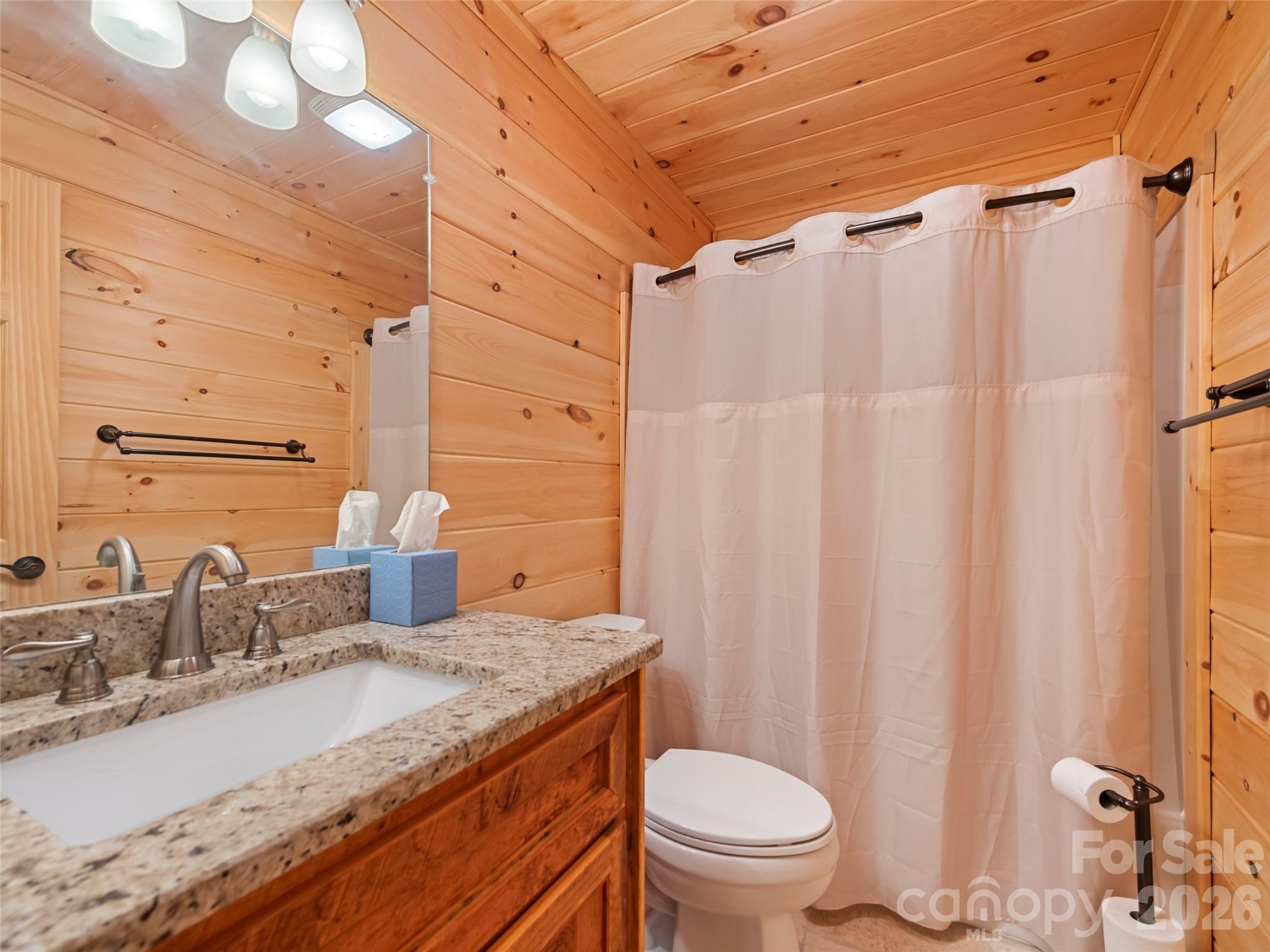 693 High Splendor Drive Robbinsville, NC 28771 - Photo 33 of 48 a bathroom with a granite countertop sink toilet and shower