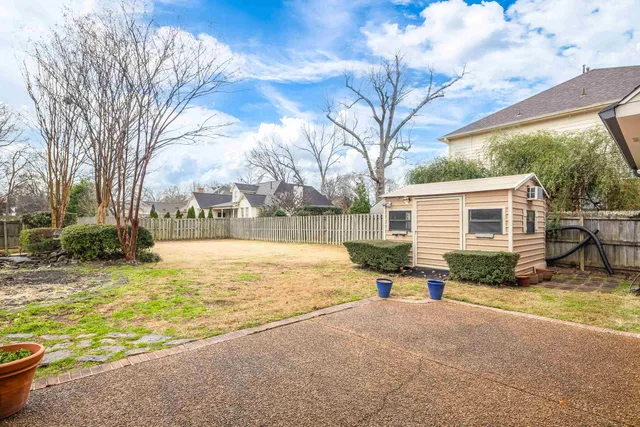 a view of backyard of the house