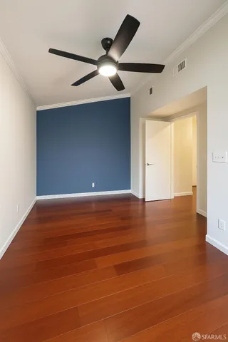 a balcony with hardwood