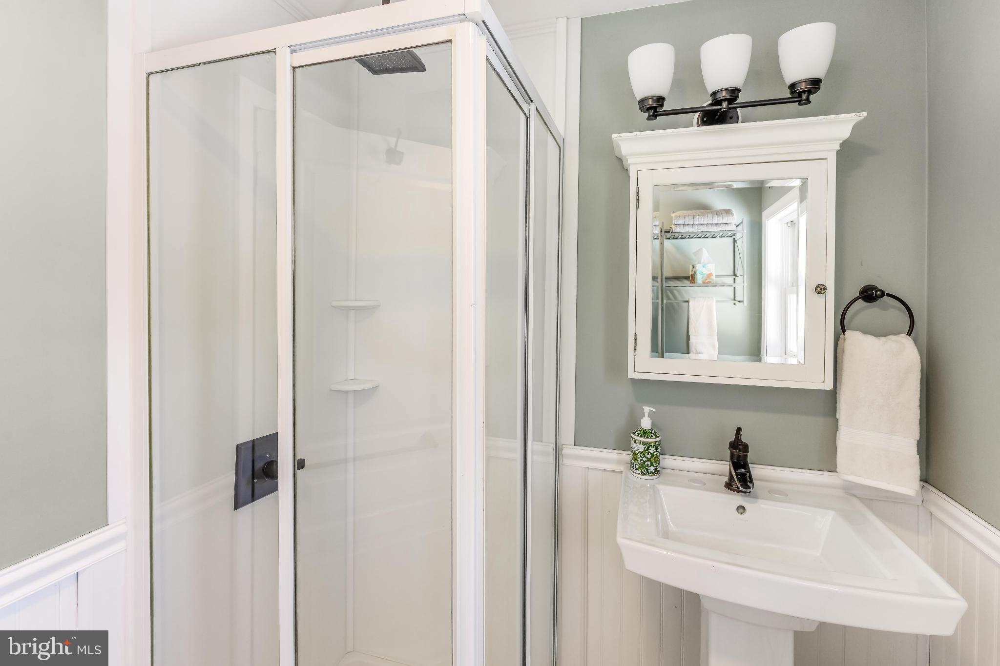 531 Gilbert Street Media, PA 19063 - Photo 24 of 45 a bathroom with a sink a mirror and shower