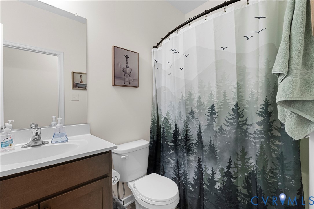 48 James Court Aylett, VA 23009 - Photo 16 of 30 a bathroom with a sink a toilet and shower