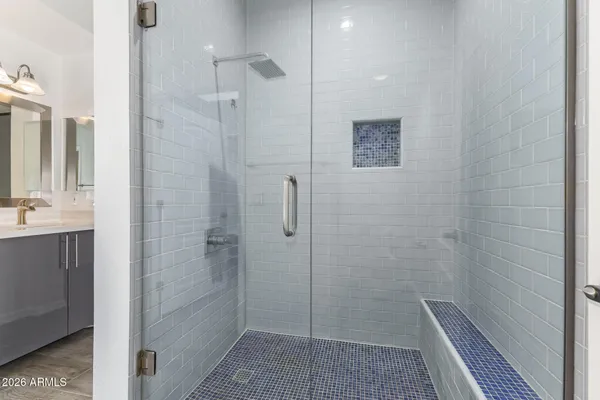 a bathroom with a shower