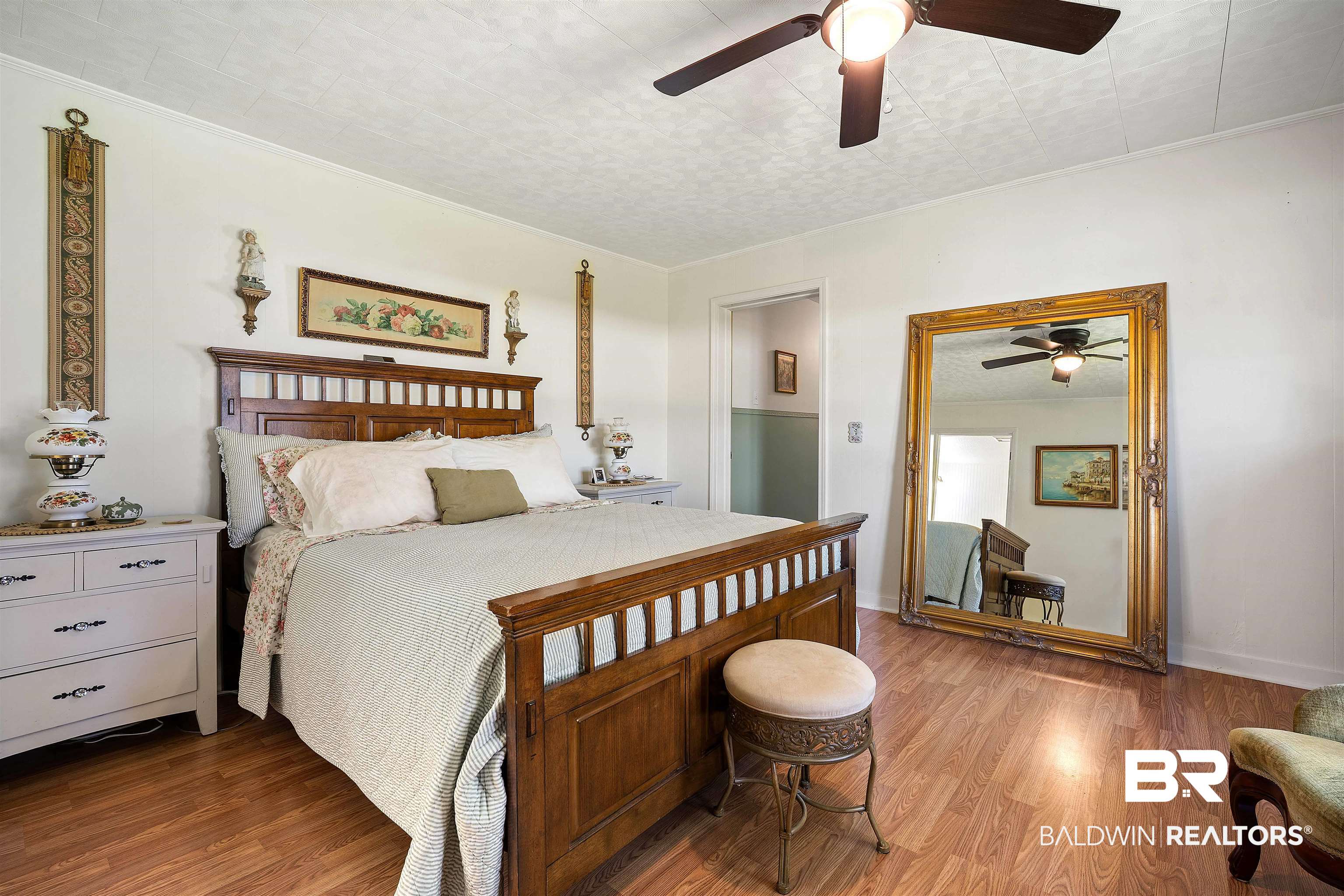 22 Horace Odom Road Millry, AL 36558 - Photo 20 of 39 Bedroom featuring wood finished floors, ceiling fan, and ornamental molding