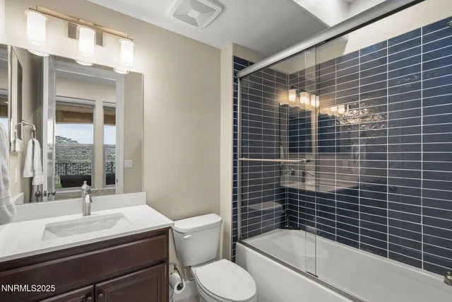 a outdoor dining space with furniture