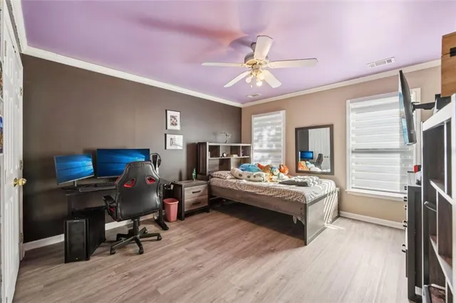 a childrens park with lots of trees and plants