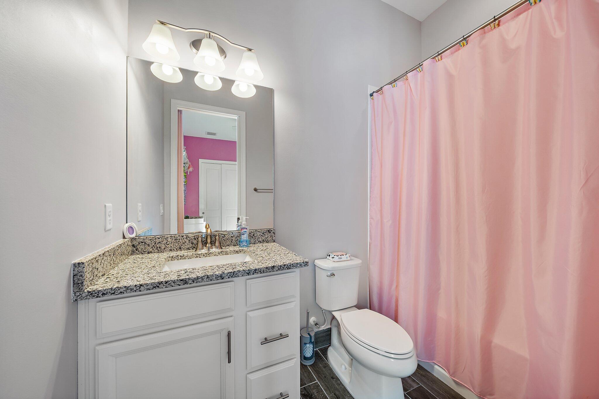 19540 Wheelbarrow Bend Loxahatchee, FL 33470 - Photo 25 of 54 a bathroom with a granite countertop toilet sink and mirror
