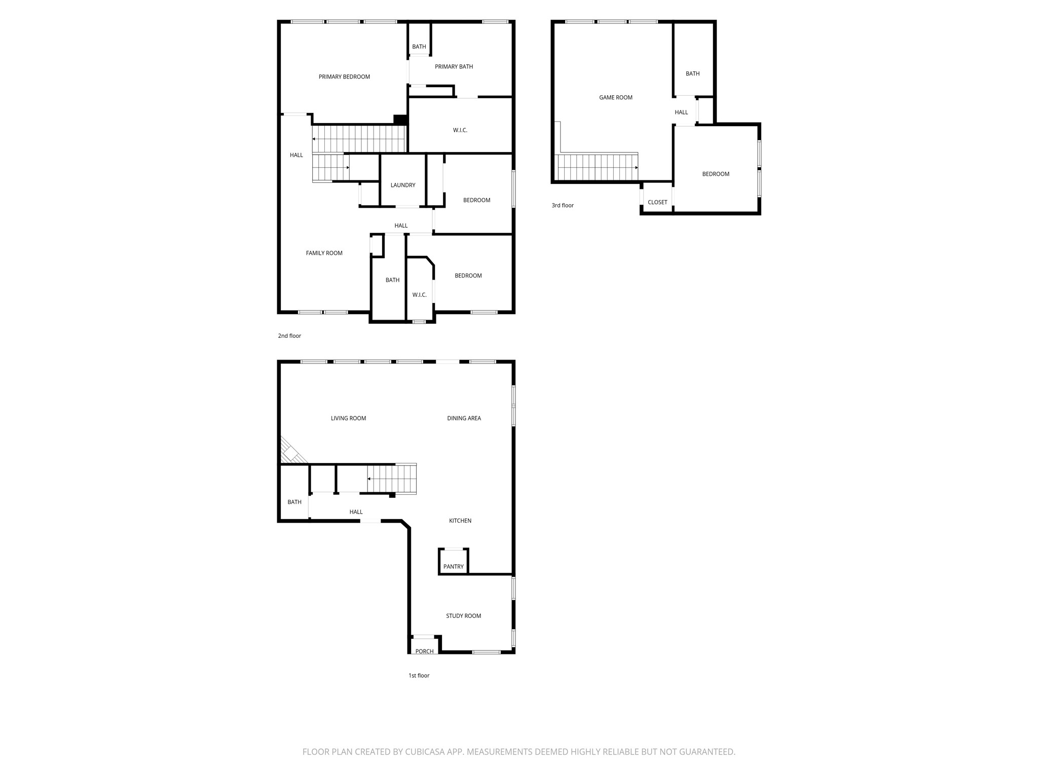 10514 Concha Lane Houston, TX 77096 - Photo 50 of 50 Floor plan showing details for all 3 floors.