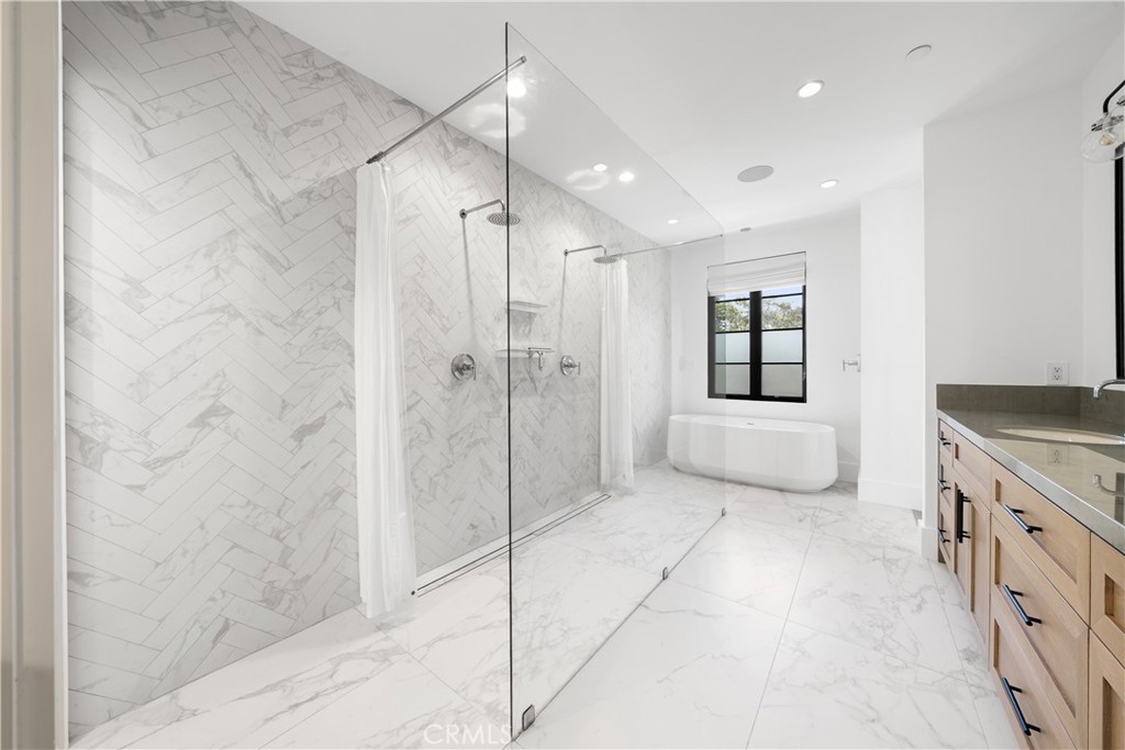 616 Acacia Avenue Corona del Mar, CA 92625 - Photo 9 of 20 a bathroom with a granite countertop sink a toilet and shower