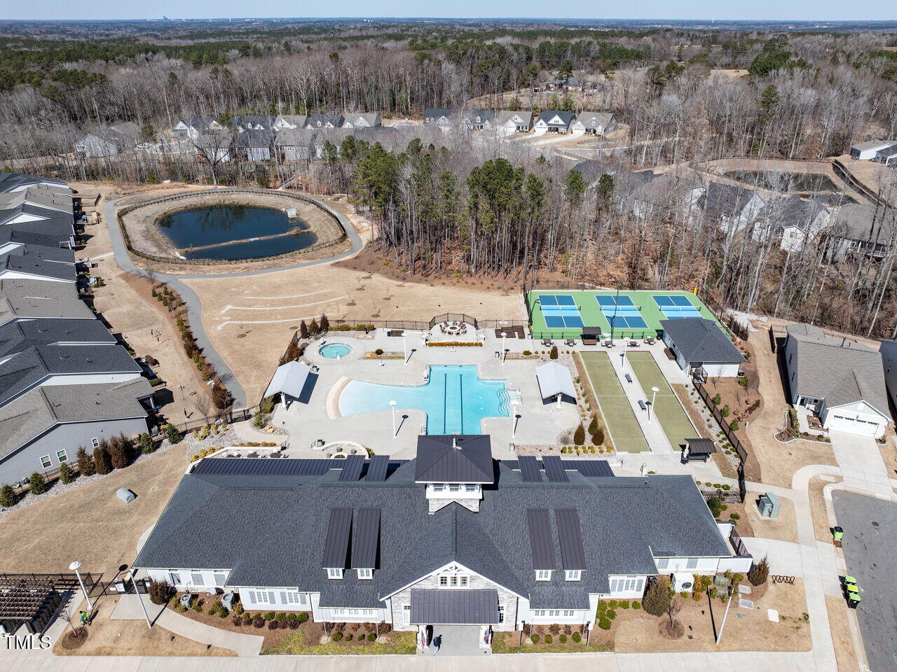 106 Ivory Lane Raleigh, NC 27610 - Photo 35 of 46 an aerial view of residential houses with outdoor space