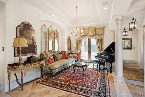 a living room with furniture