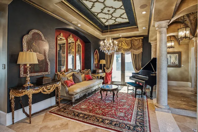 a living room with furniture