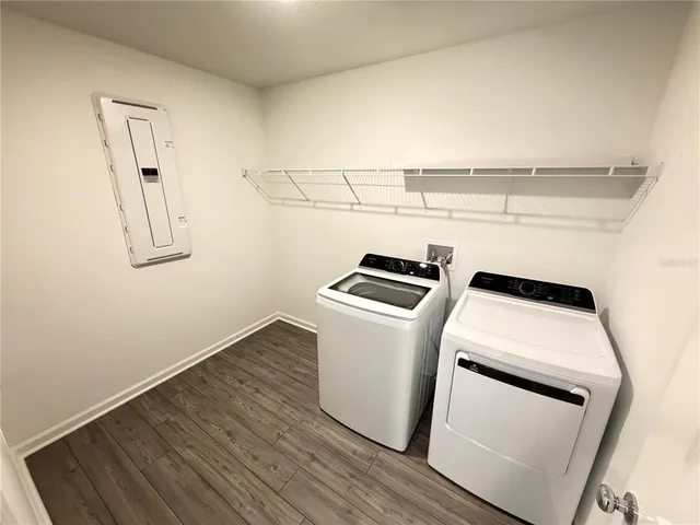 a view of a room with storage