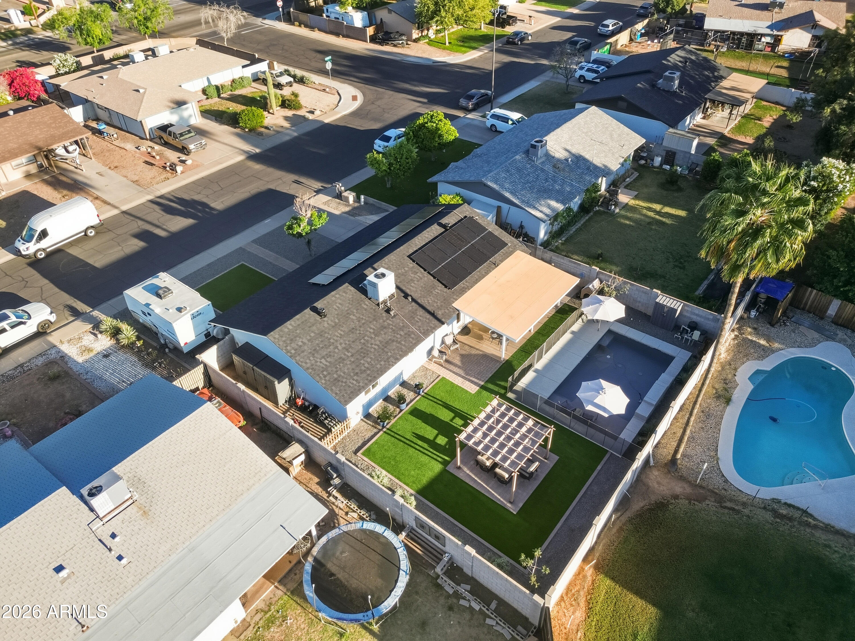 436 North Larkspur Street Gilbert, AZ 85234 - Photo 29 of 31 an aerial view of a house with a swimming pool