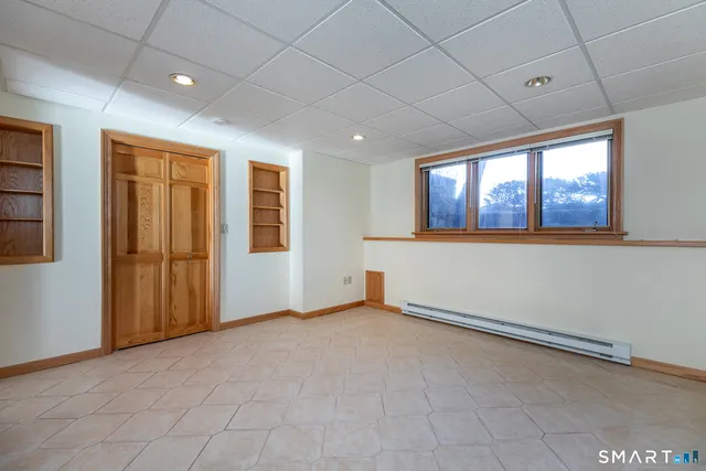 an empty room with windows