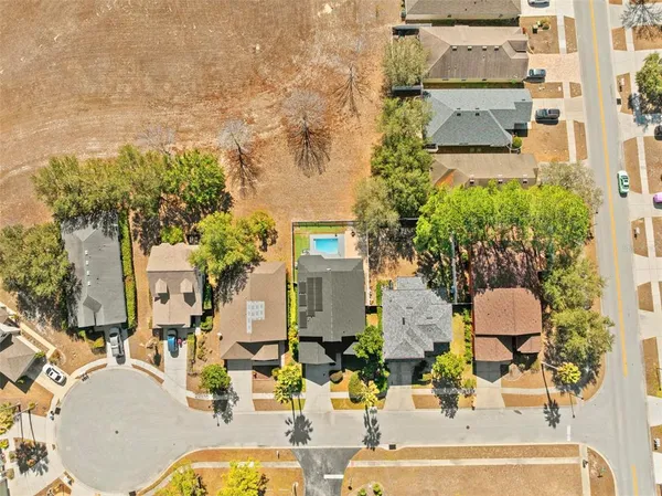 an aerial view of a house