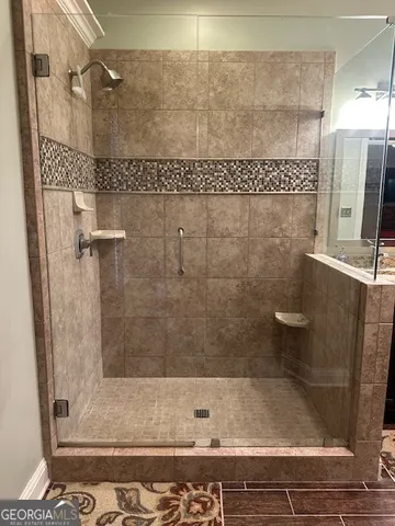 a bathroom with a shower