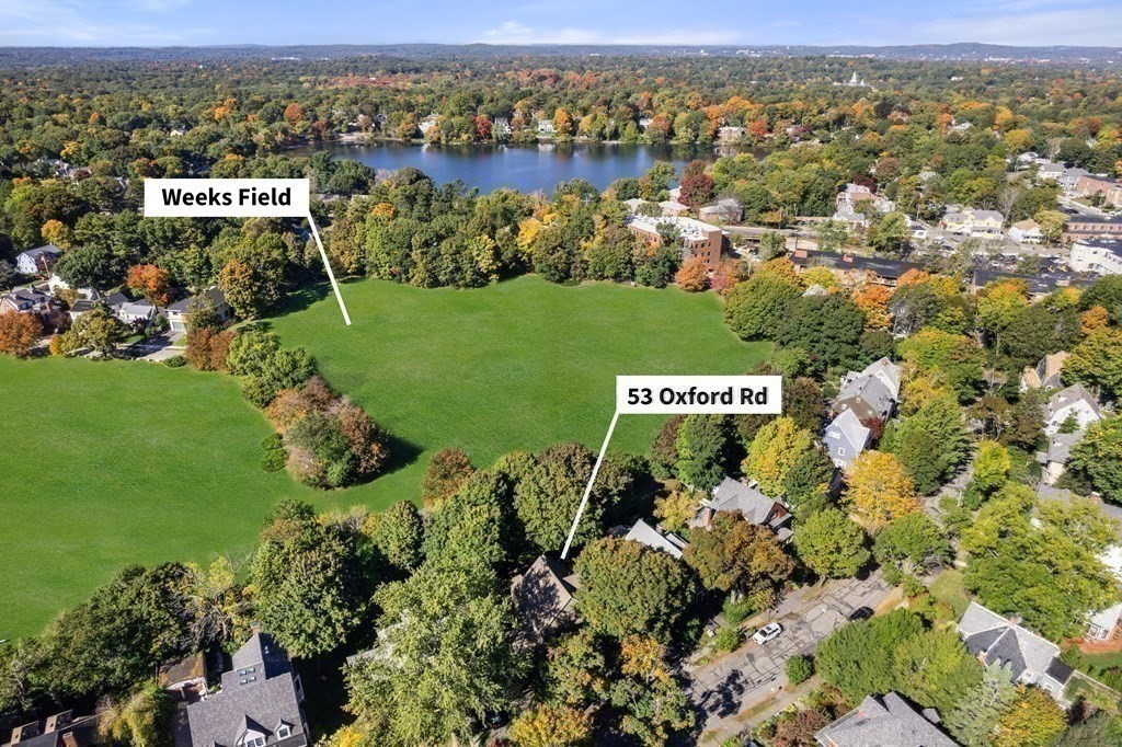 53 Oxford Road Newton, MA 02459 - Photo 32 of 32 an aerial view of a house with a yard