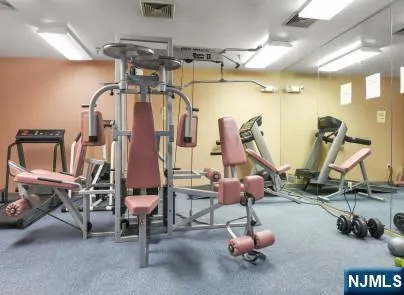 a room with gym equipment