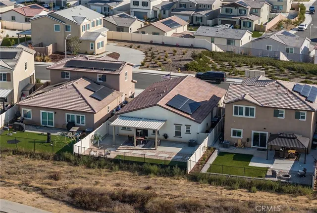 an aerial view of a house