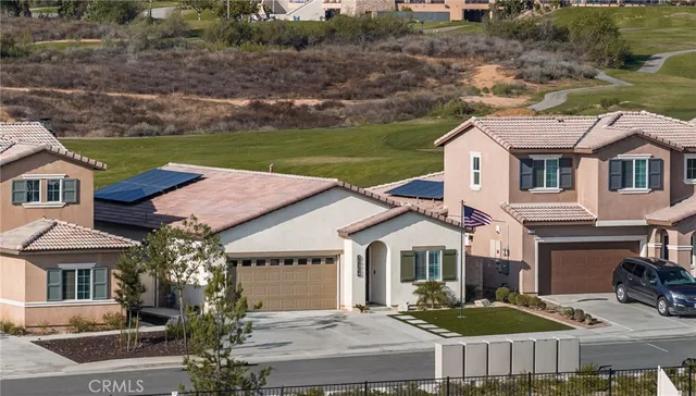 a aerial view of a house yard