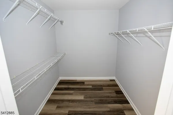 a view of an empty walk in closet