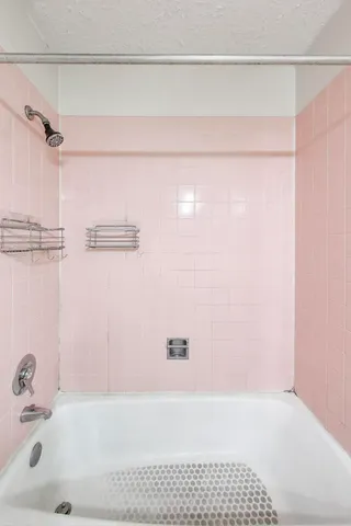 a bathroom with a bathtub