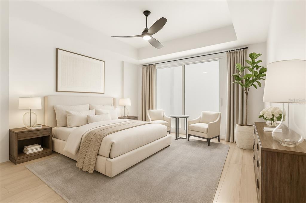 1020 Sunset Point Road, Unit 108 Clearwater, FL 33755 - Photo 21 of 62 a spacious bedroom with a bed and a large mirror