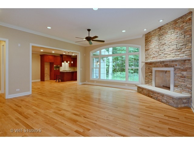 17 P Ashe Road Sugar Grove, IL 60554 - Photo 3 of 17 an empty room with wooden floor fireplace and windows