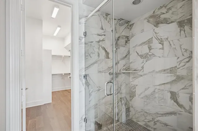 a bathroom with a shower
