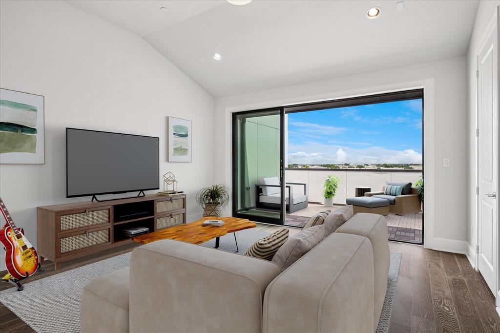 4122 Belt Line Road Addison, TX 75001 - Photo 7 of 36 a living room with furniture and a flat screen tv