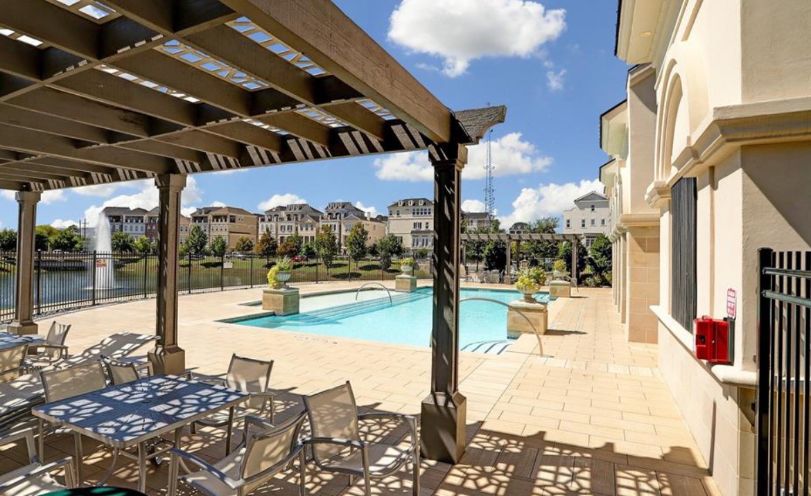 3507 Eaton Ests Lane Houston, TX 77055 - Photo 23 of 30 A view of the beautiful European style pool from one of the shaded sitting areas.
