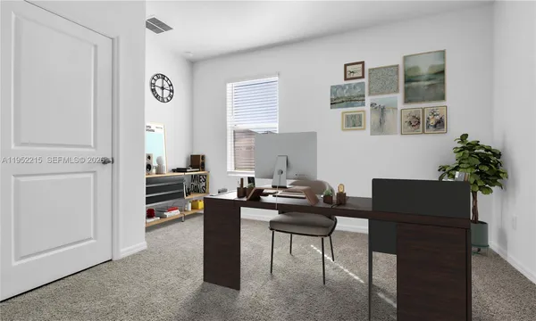 a living room with furniture and a couch