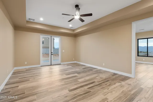 front view of a house with a sitting area