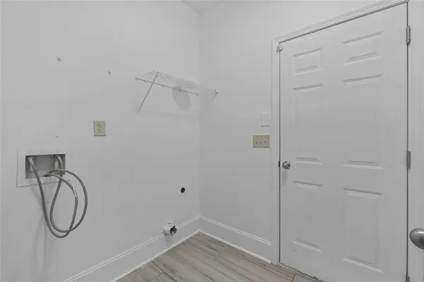 a view of a room with racks on the wall