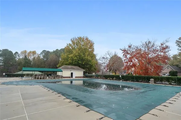 a view of a park with tree s