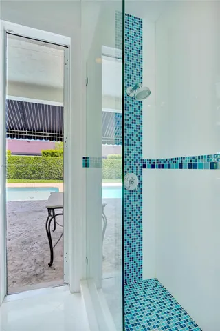 a bathroom with a shower
