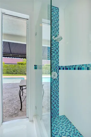 a bathroom with a shower