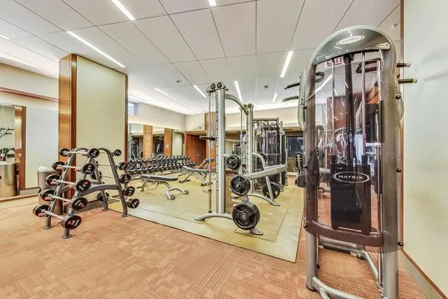 a view of a room with gym equipment